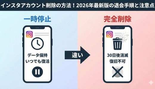 インスタアカウント削除の方法！2026年最新版の退会手順と注意点
